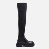 Overknee-Stiefel im britischen Stil mit dicker Sohle